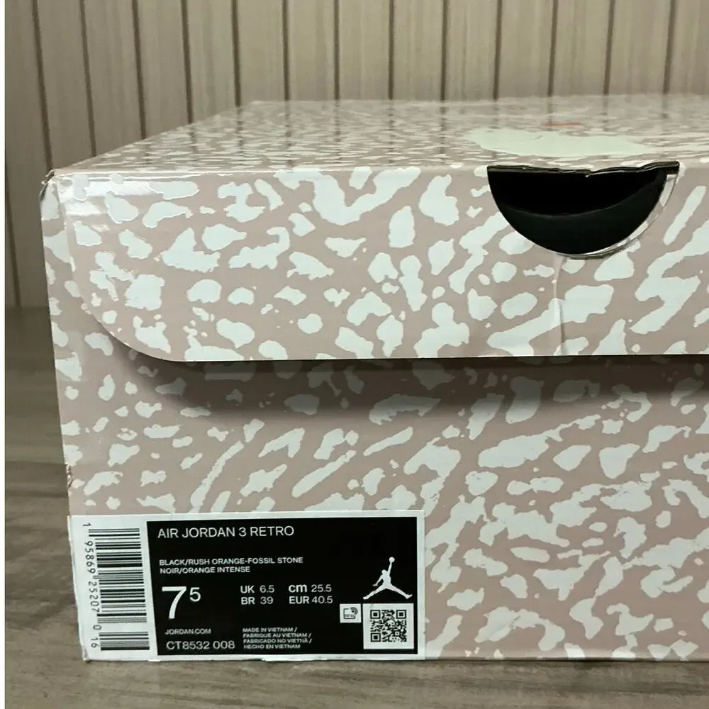Jordan 3 Retro Desert Elephant Sneakers Men's Size 7.5